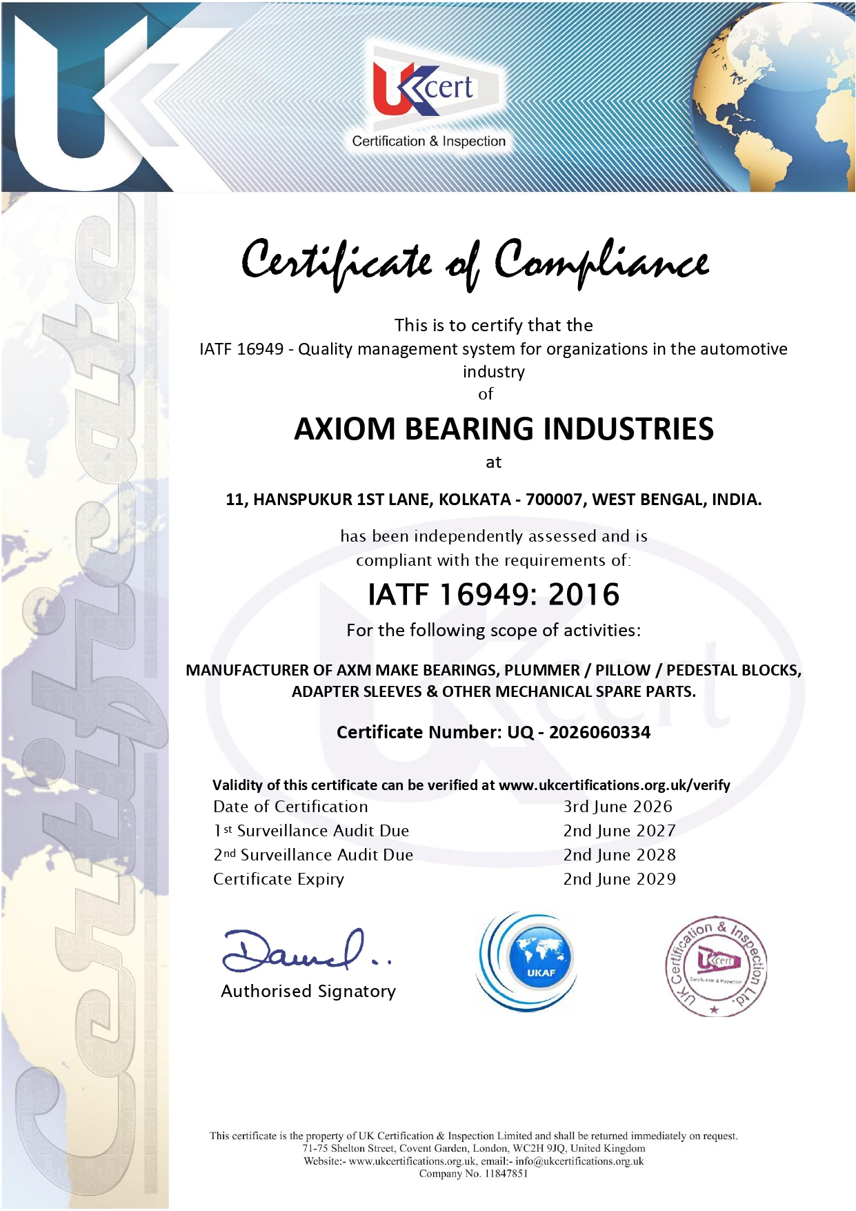 IATF 16949 certificate